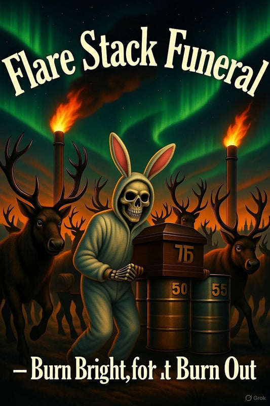 Flare Stack Funeral Hoodie – Burn Bright, for It Burn Out | North Slope Bunny Suit Skeleton Hoodie