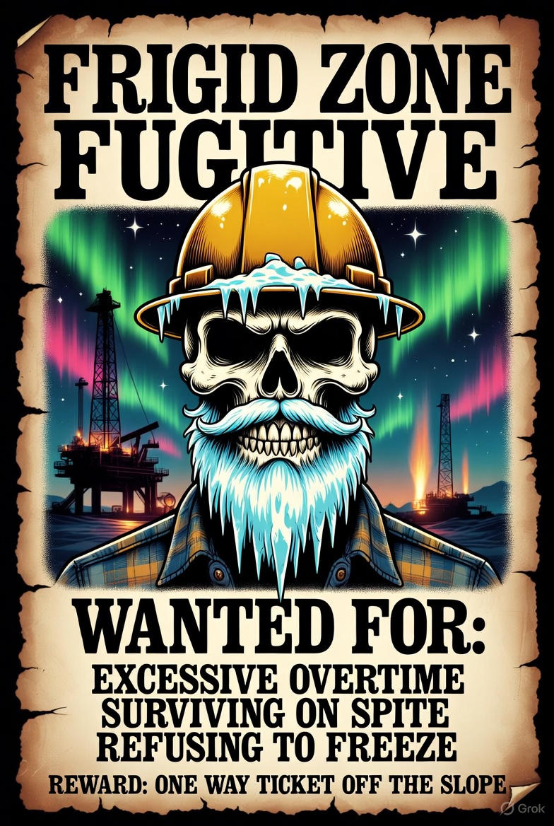 Frigid Zone Fugitive Wanted Poster Hoodie – North Slope Alaska Roughneck | Oilfield Overtime Survivor Hoodie
