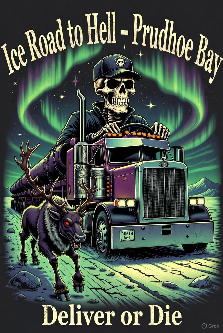 Ice Road to Hell Hoodie – Prudhoe Bay Deliver or Die | Skeleton Ice Road Trucker Alaska Hoodie