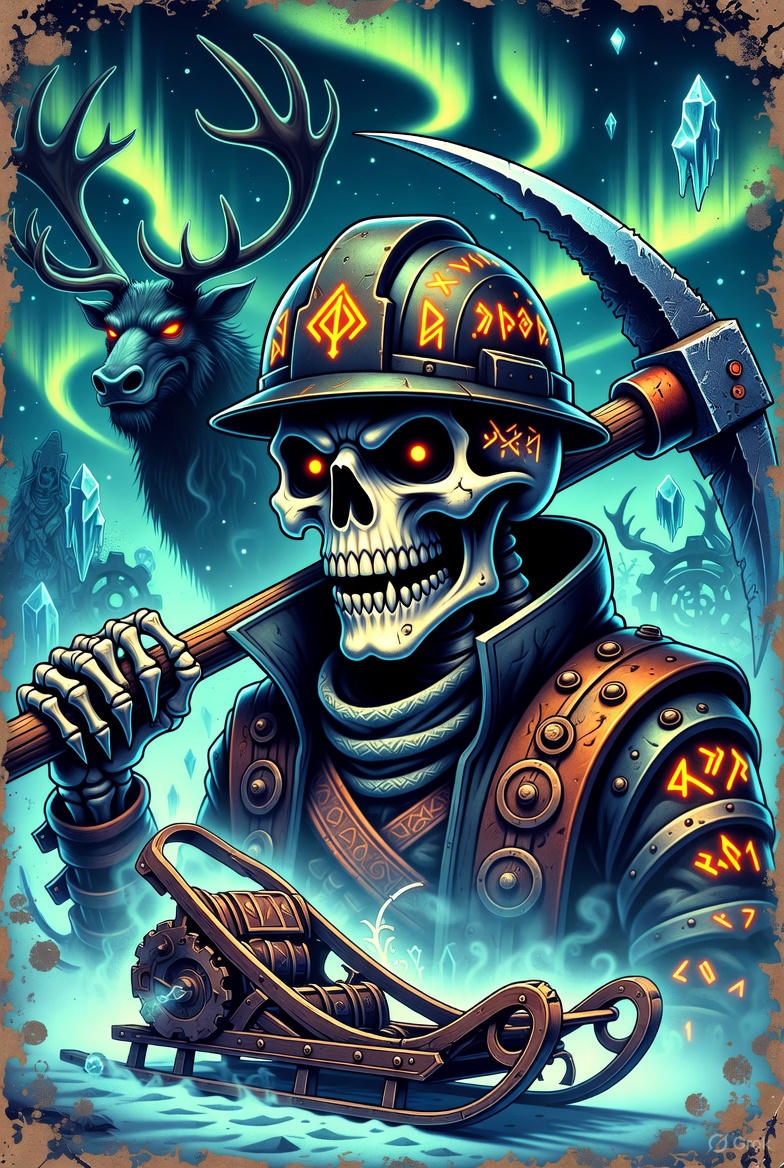 Rune Reaper Hoodie – North Slope Viking Skeleton Miner | Alaska Oilfield Rune Warrior Hoodie