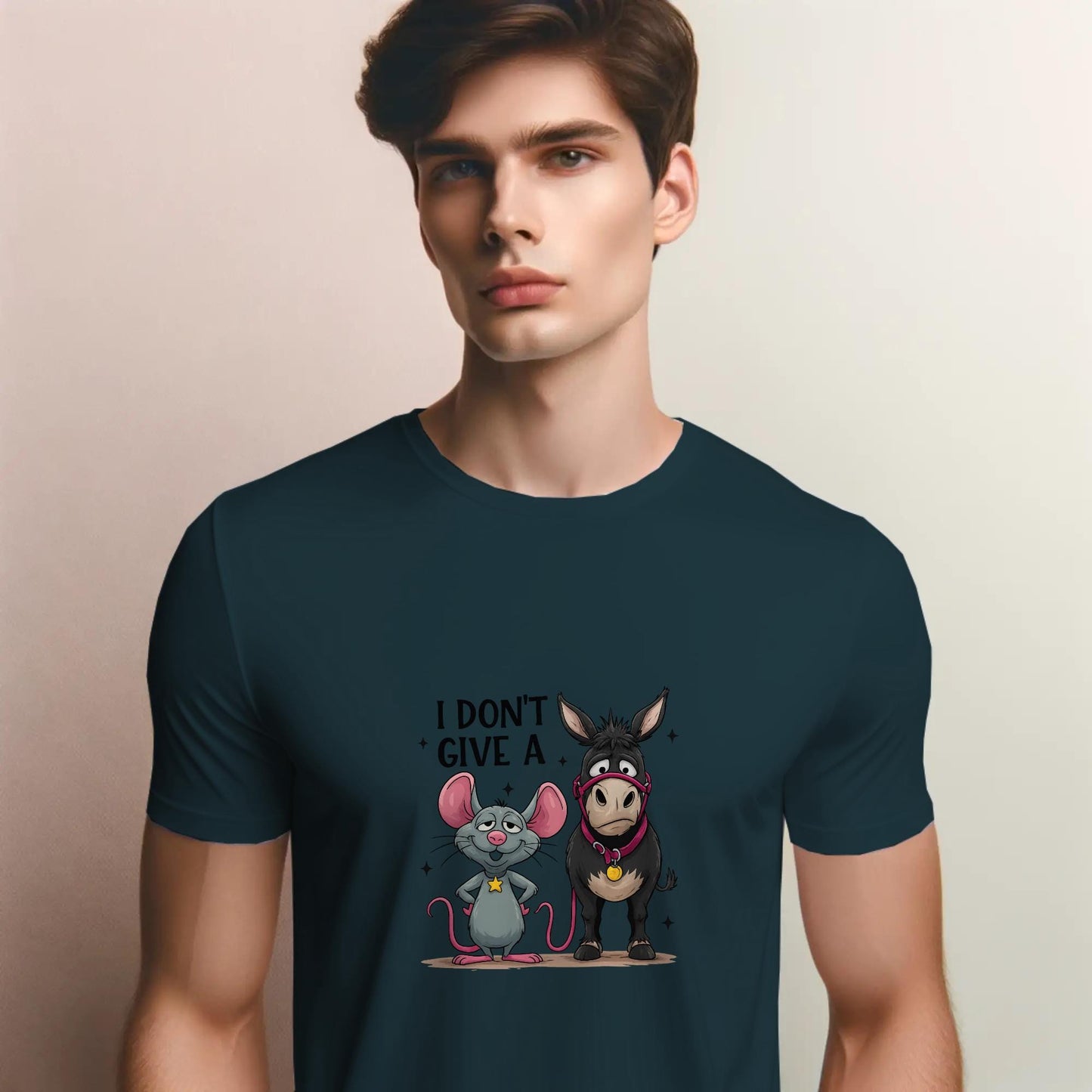 I Don’t Give A T-Shirt – Funny Mouse & Donkey Pun Tee – Sarcastic Graphic Shirt for Adults