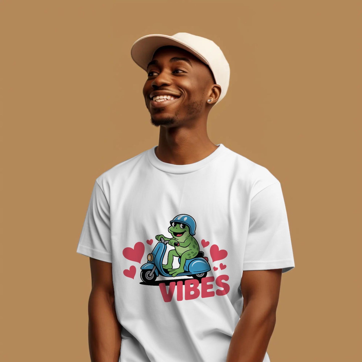 Funny Frog Scooter T-Shirt – “Sorry Gotta Go, The Vibes Are Off” – Quirky Mood Tee for Introverts & Vibe Checkers