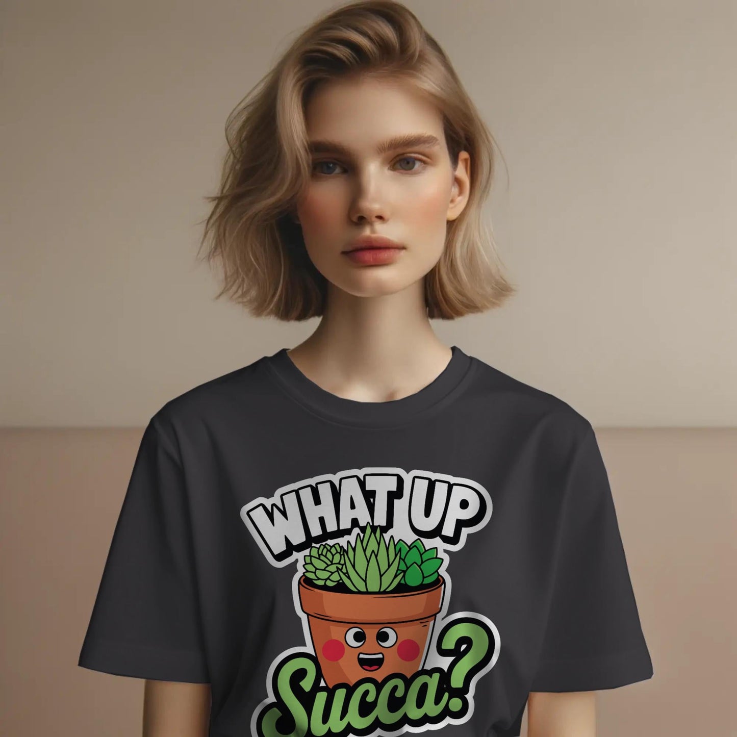 What Up Succa? T-Shirt – Funny Succulent Plant Tee – Punny Green Shirt for Gardeners & Plant Lovers