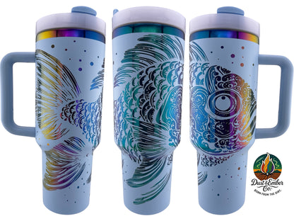 Engraved Fish Tumbler – 40oz Stainless Steel Cup, Ocean Design, Custom Color, Insulated Drinkware
