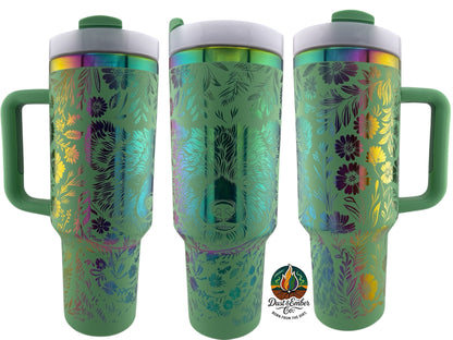 Engraved Bear Tumbler – 40oz Stainless Steel Cup, Wildlife Wrap Design, Custom Color, Insulated Drinkware