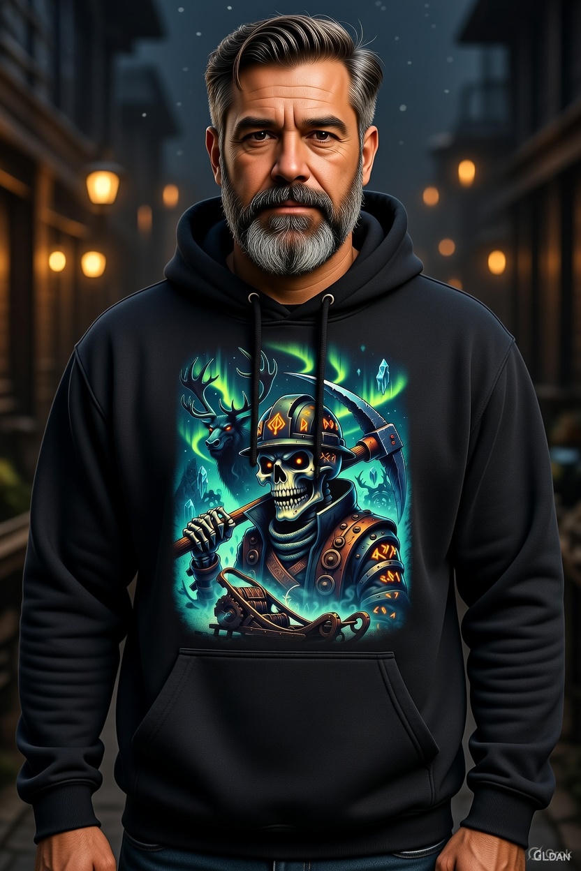 Rune Reaper Hoodie – North Slope Viking Skeleton Miner | Alaska Oilfield Rune Warrior Hoodie