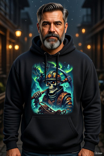 Rune Reaper Hoodie – North Slope Viking Skeleton Miner | Alaska Oilfield Rune Warrior Hoodie