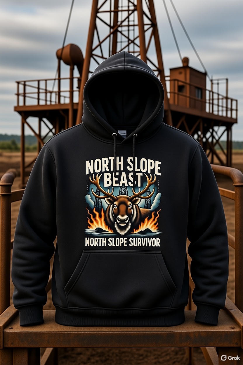 North Slope Beast Hoodie – North Slope Survivor Caribou | Alaska Oilfield Roughneck Graphic Hoodie