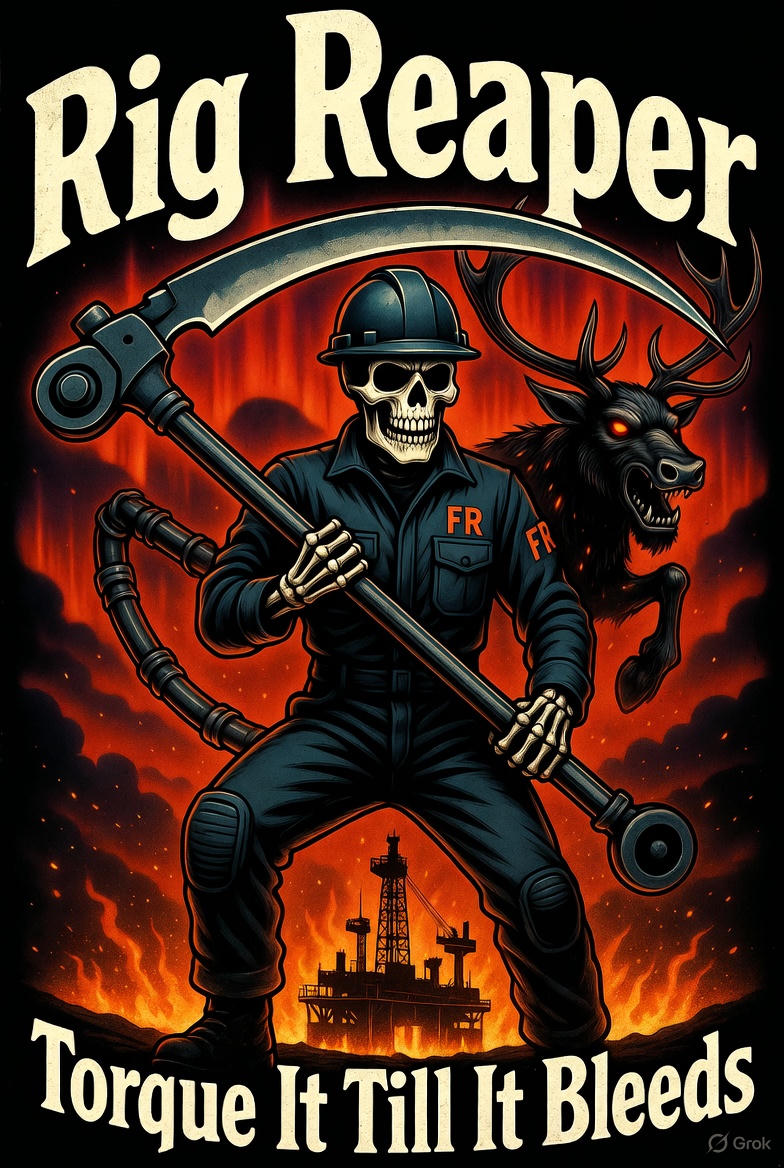 Rig Reaper Hoodie – Torque It Till It Bleeds | North Slope Skeleton Roughneck Oilfield Hoodie
