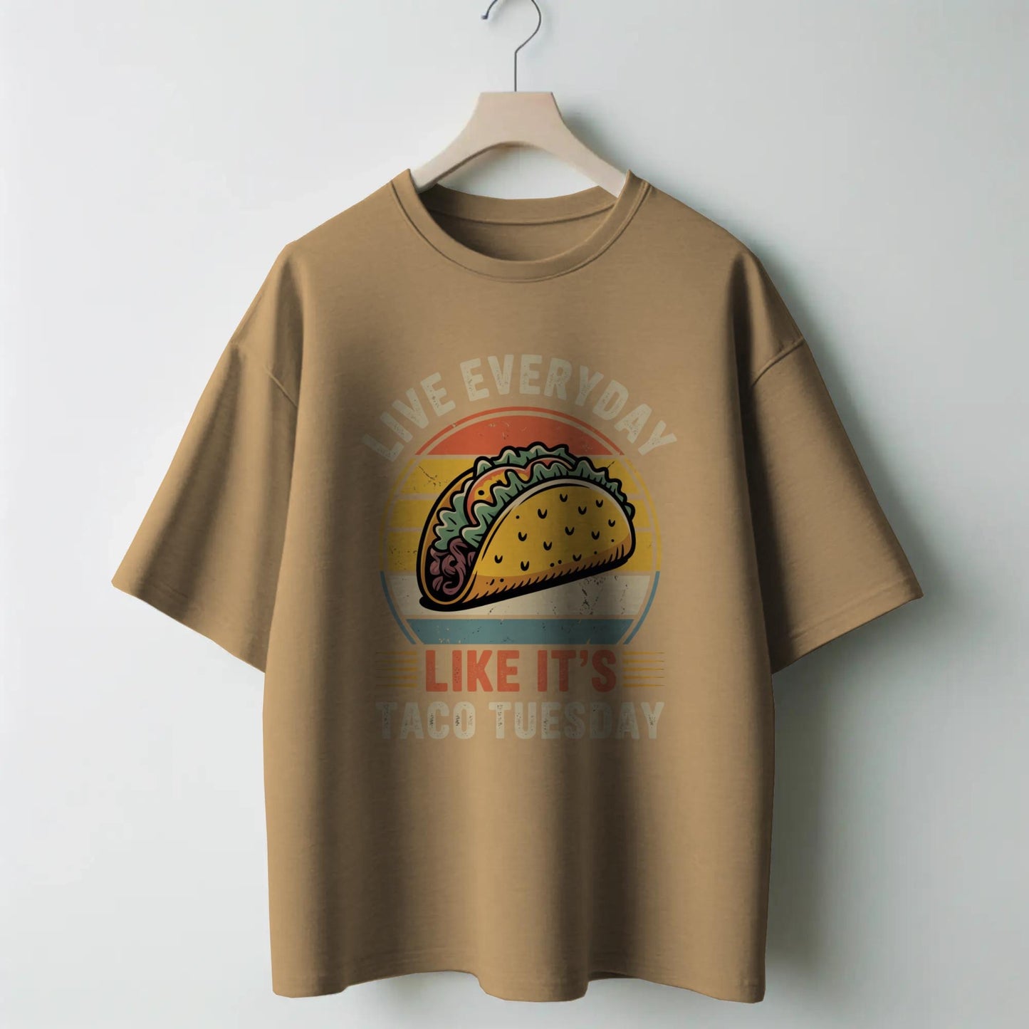 Retro Taco Tuesday T-Shirt – “Live Everyday Like It’s Taco Tuesday” – Funny Foodie Tee for Mexican Food Lovers