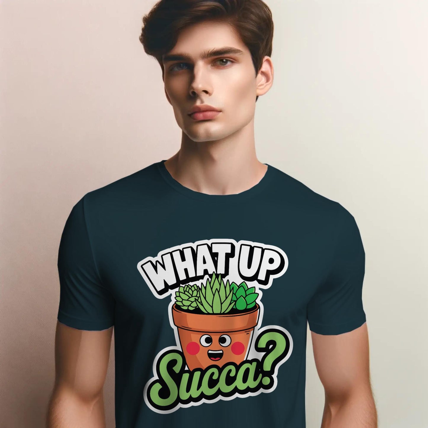 What Up Succa? T-Shirt – Funny Succulent Plant Tee – Punny Green Shirt for Gardeners & Plant Lovers