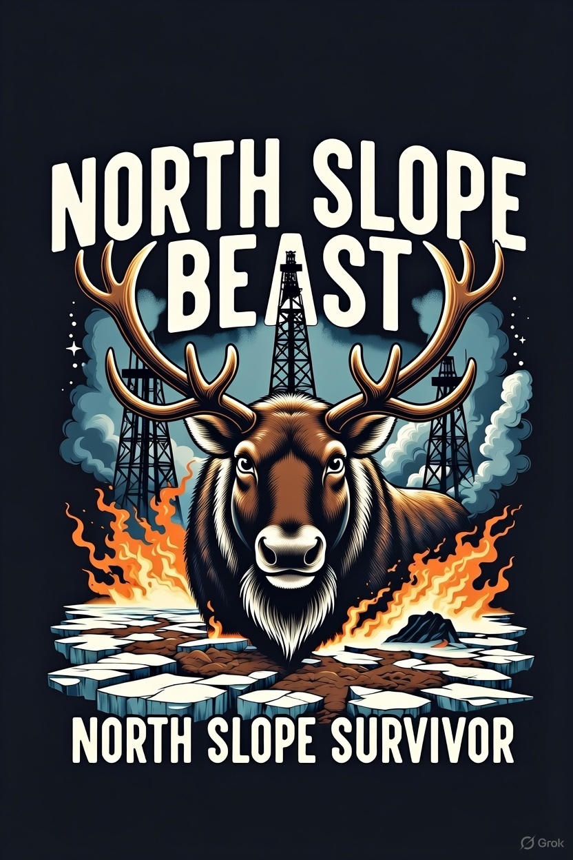 North Slope Beast Hoodie – North Slope Survivor Caribou | Alaska Oilfield Roughneck Graphic Hoodie