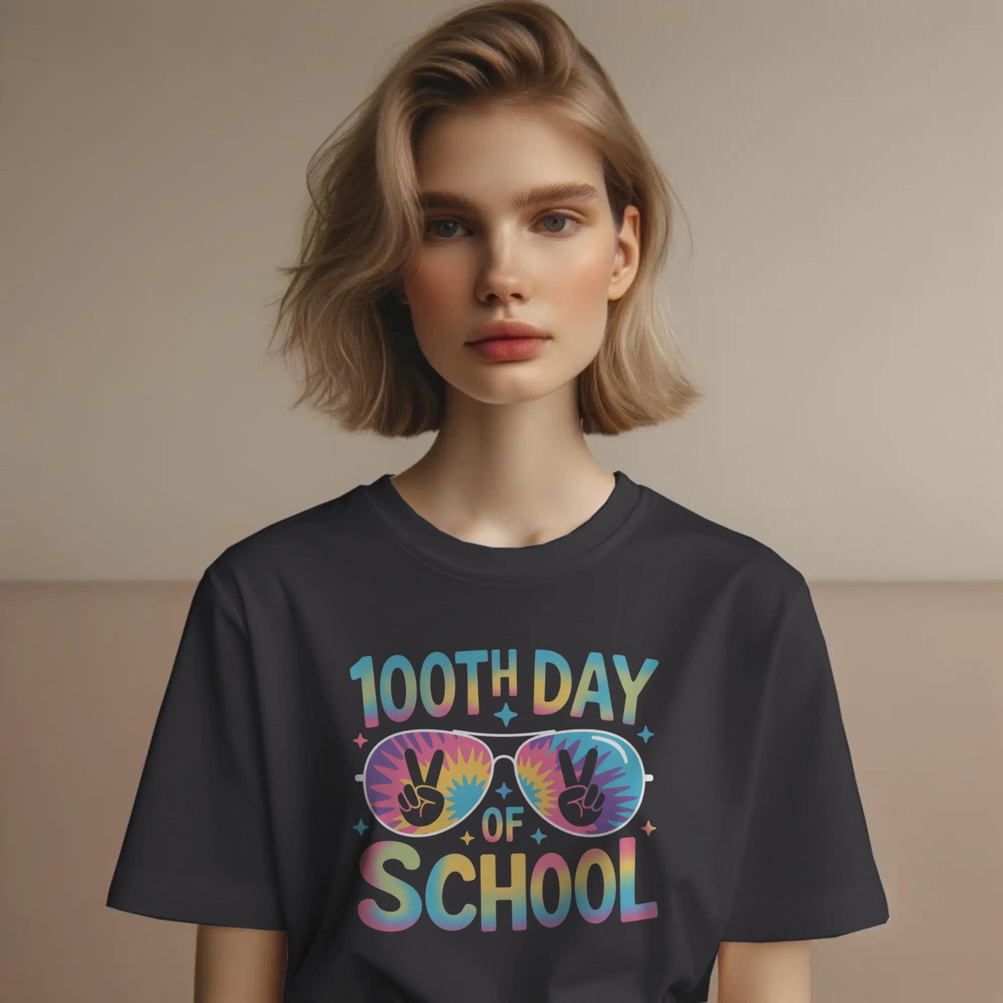 100th Day of School T-Shirt – Rainbow Sunglasses Graphic Tee – Fun Celebration Shirt for Teachers & Students