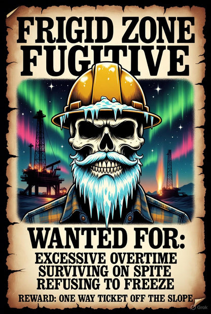 Frigid Zone Fugitive Wanted Poster Hoodie – North Slope Alaska Roughneck | Oilfield Overtime Survivor Hoodie