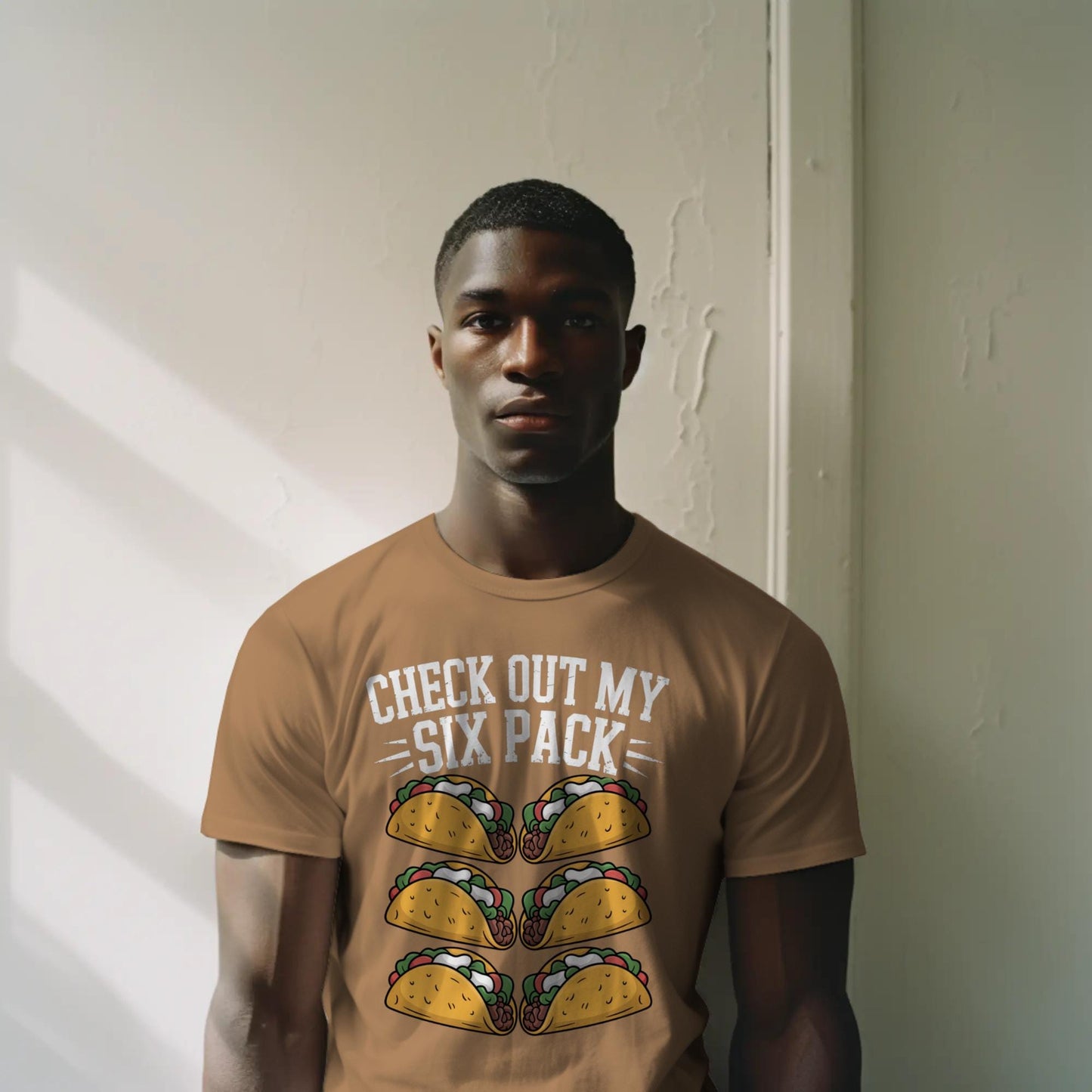 Check Out My Six Pack T-Shirt – Funny Taco Lover Tee – Foodie Abs Graphic Shirt for Men & Women