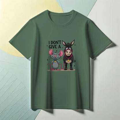 I Don’t Give A T-Shirt – Funny Mouse & Donkey Pun Tee – Sarcastic Graphic Shirt for Adults