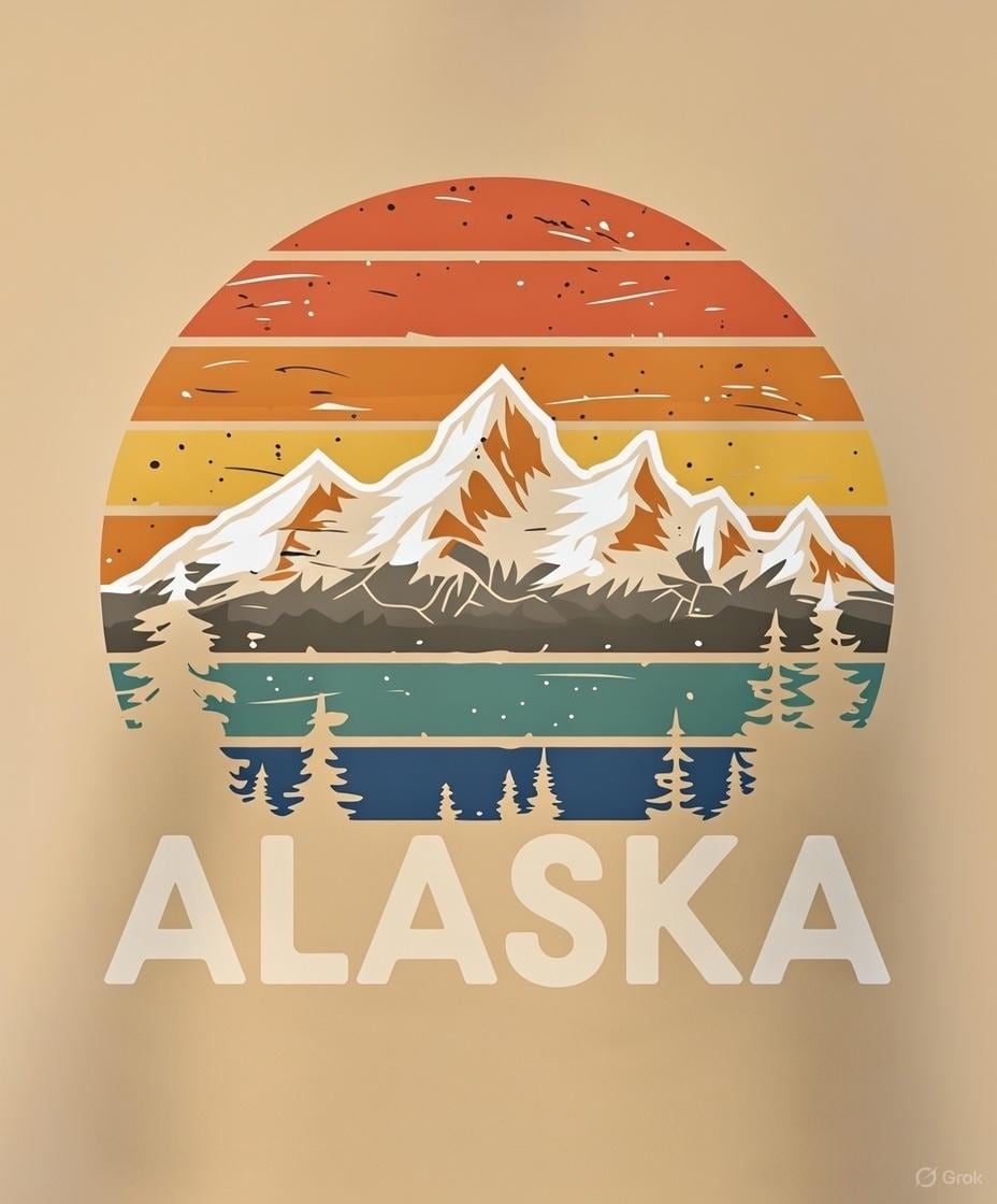 Vintage Alaska T-Shirt Retro Sunset Mountains Graphic Tee Unisex Gildan 5000 Soft Cotton Adventure Shirt Nature Lover Gift