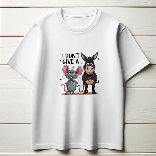 I Don’t Give A T-Shirt – Funny Mouse & Donkey Pun Tee – Sarcastic Graphic Shirt for Adults