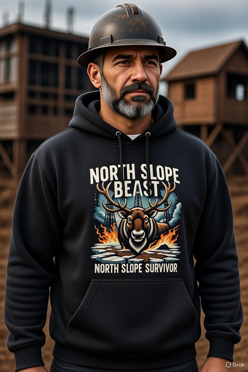 North Slope Beast Hoodie – North Slope Survivor Caribou | Alaska Oilfield Roughneck Graphic Hoodie