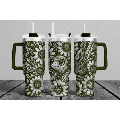 Baby Turtle Engraved Tumbler – 40oz Stainless Steel Insulated Cup, Ocean Coastal Marine Life Gift