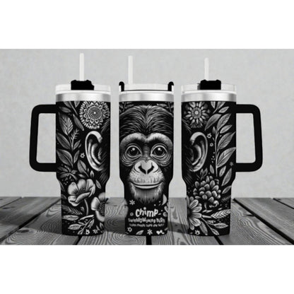 Chimpanzee 40oz Tumbler – Custom Engraved, Stainless Steel, Insulated