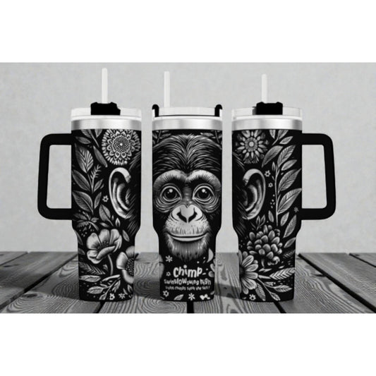 Chimpanzee 40oz Tumbler – Custom Engraved, Stainless Steel, Insulated