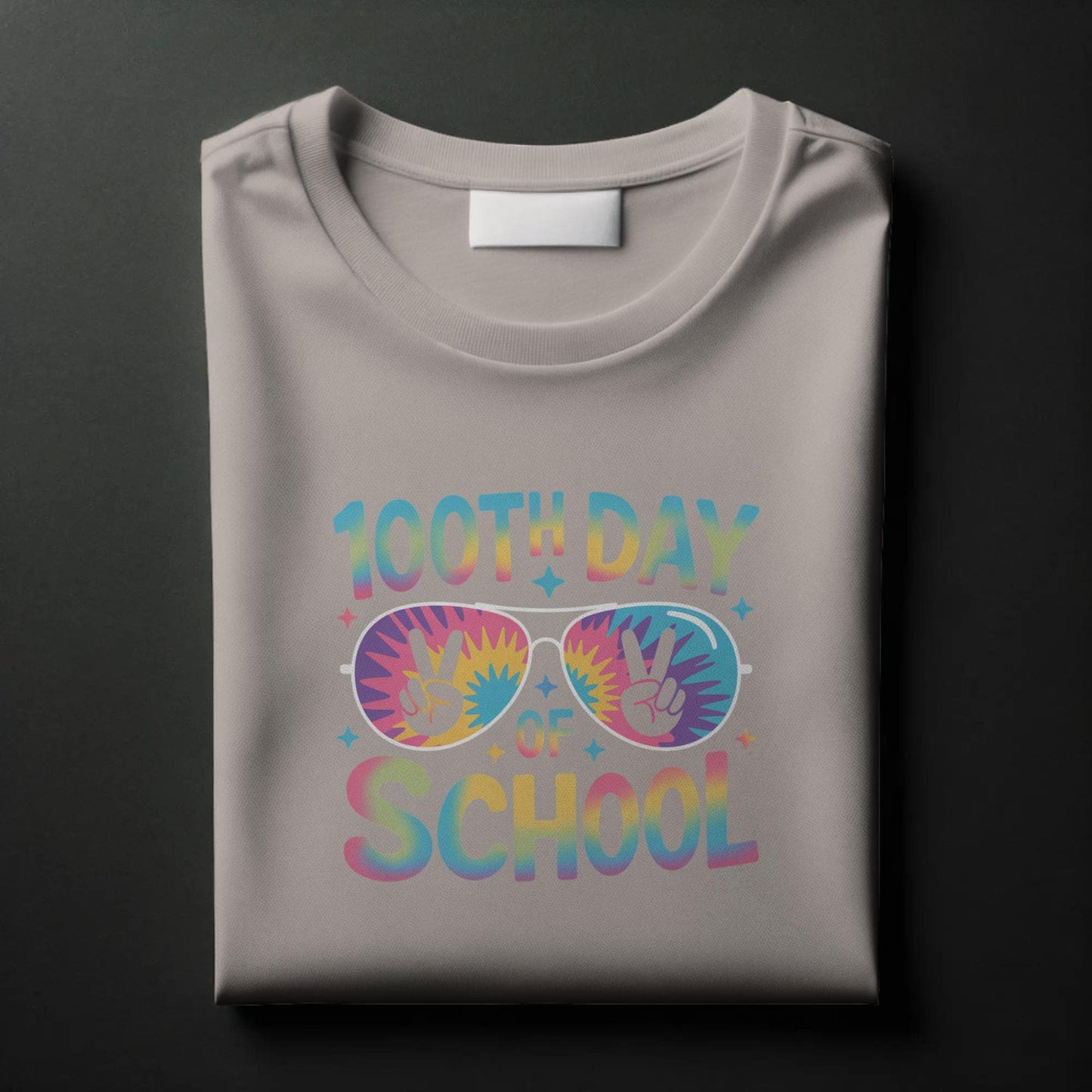 100th Day of School T-Shirt – Rainbow Sunglasses Graphic Tee – Fun Celebration Shirt for Teachers & Students