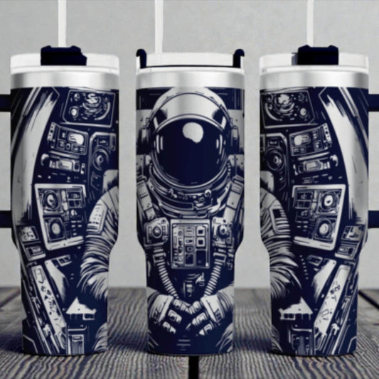 Astronaut Control Panel Tumbler Wrap – 40oz – Monochrome Space Suit & Tech Design
