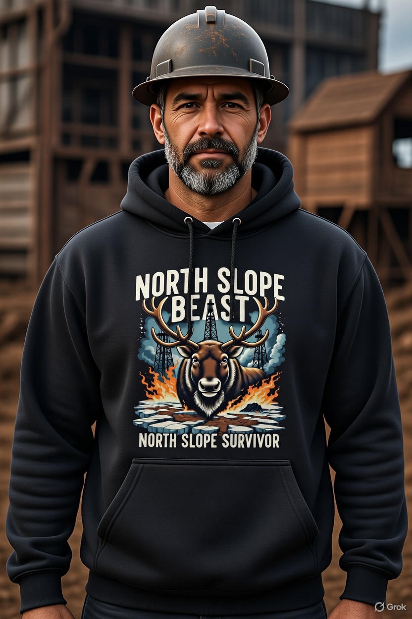 North Slope Beast Hoodie – North Slope Survivor Caribou | Alaska Oilfield Roughneck Graphic Hoodie