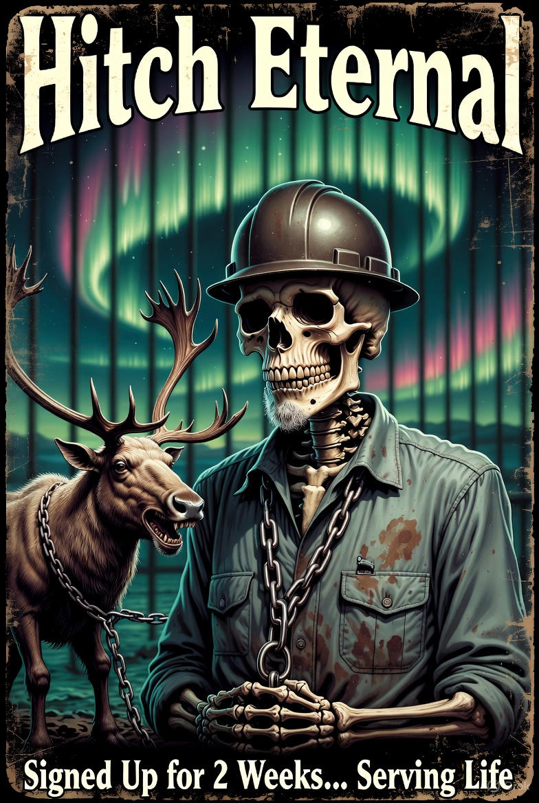 Hitch Eternal Hoodie – Signed Up for 2 Weeks... Serving Life | North Slope Skeleton Chained Hoodie