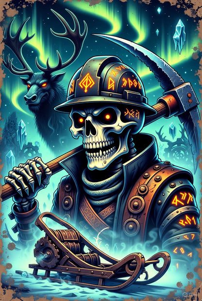 Rune Reaper Hoodie – North Slope Viking Skeleton Miner | Alaska Oilfield Rune Warrior Hoodie