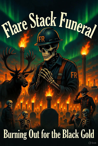 Flare Stack Funeral Hoodie – Burning Out for the Black Gold | Original North Slope Skeleton Hoodie