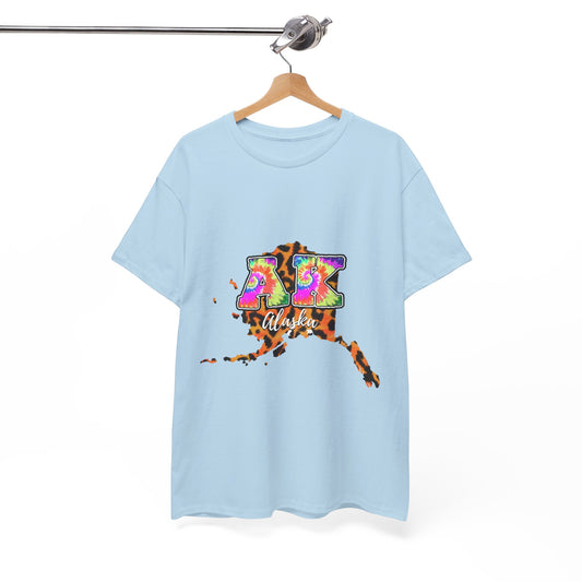 Alaska Leopard Tie-Dye Map Tee — 'Alaska' Graphic T-Shirt