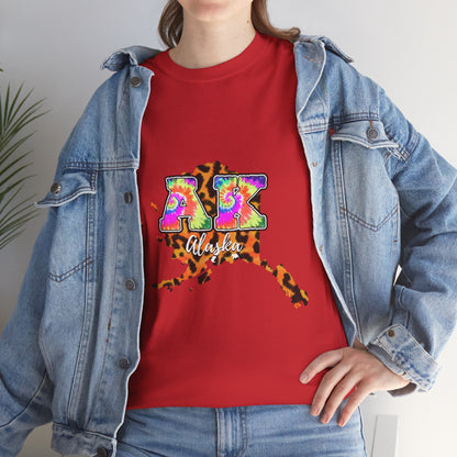 Alaska Leopard Tie-Dye Map Tee — 'Alaska' Graphic T-Shirt