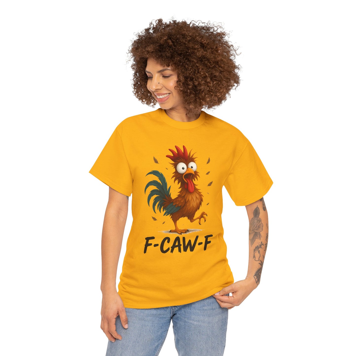 Mean Rooster Funny Tee — "F-CAW-F" Graphic T-Shirt