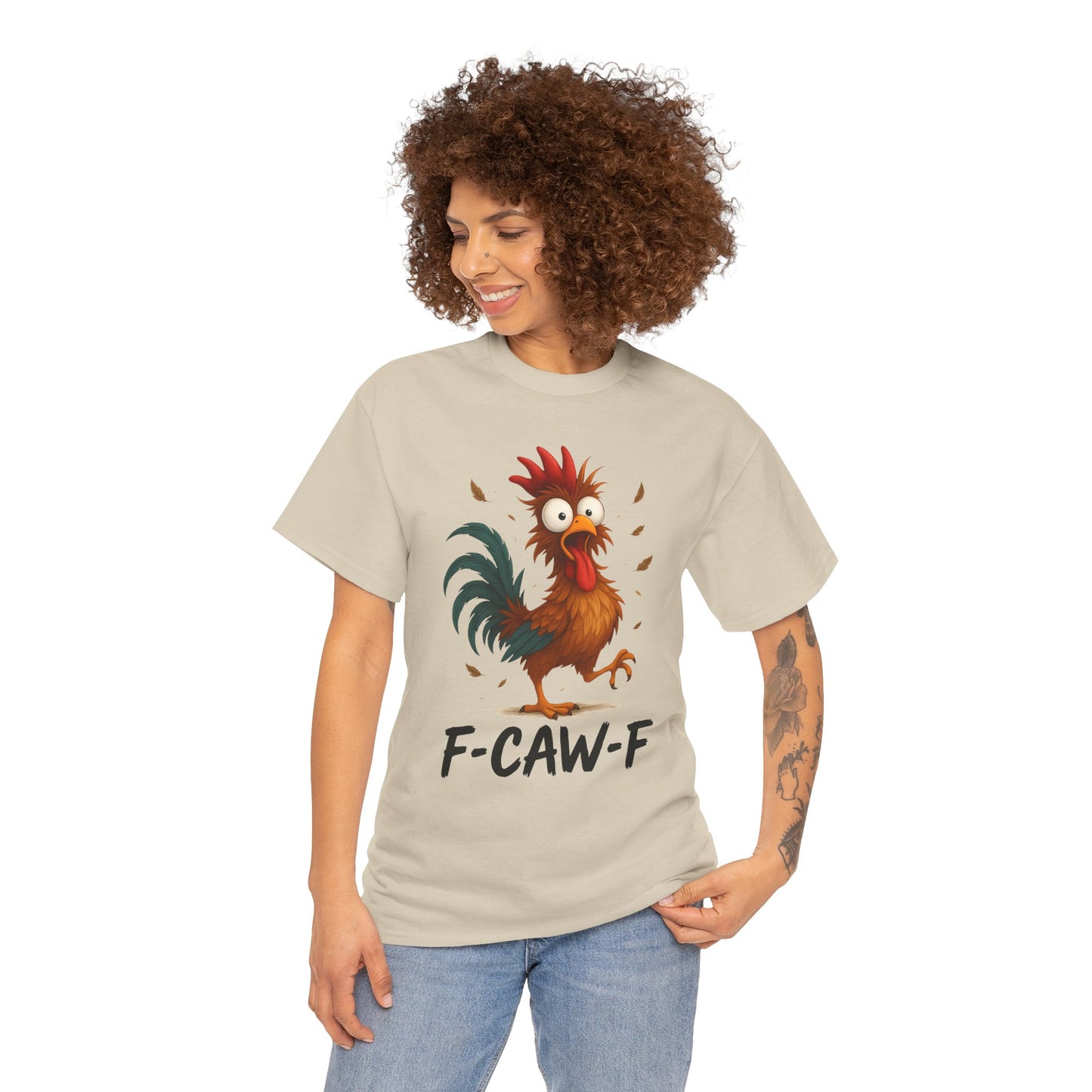 Mean Rooster Funny Tee — "F-CAW-F" Graphic T-Shirt