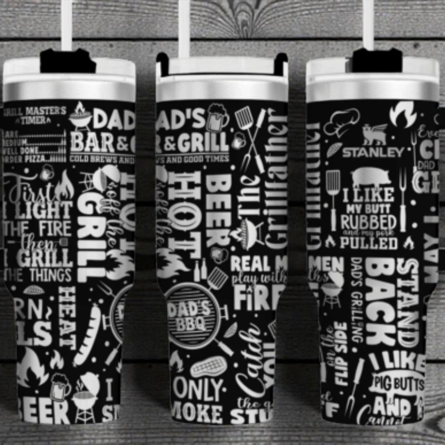 Dad’s Bar n Grill Tumbler Funny BBQ & Beer Sublimation Wrap 40oz for Grill Masters