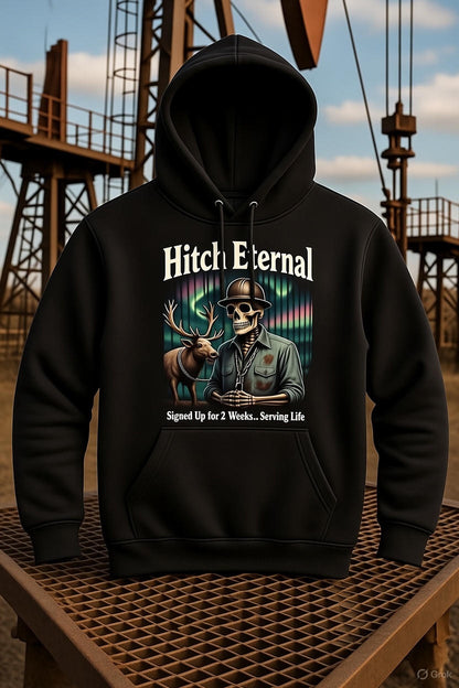 Hitch Eternal Hoodie – Signed Up for 2 Weeks... Serving Life | North Slope Skeleton Chained Hoodie
