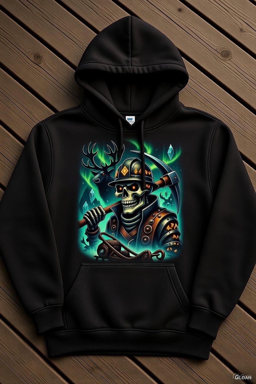 Rune Reaper Hoodie – North Slope Viking Skeleton Miner | Alaska Oilfield Rune Warrior Hoodie