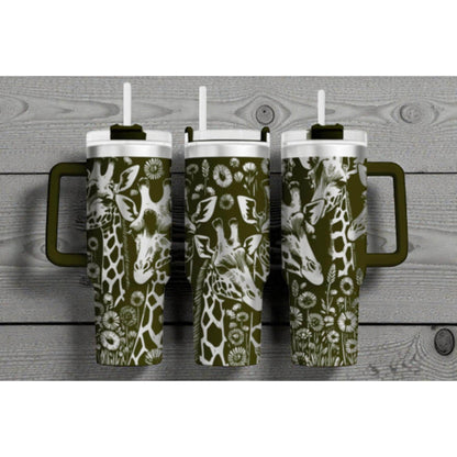 Engraved Giraffe Tumbler – Floral Wrap, Safari Animal Design, Custom Color, Insulated Drinkware
