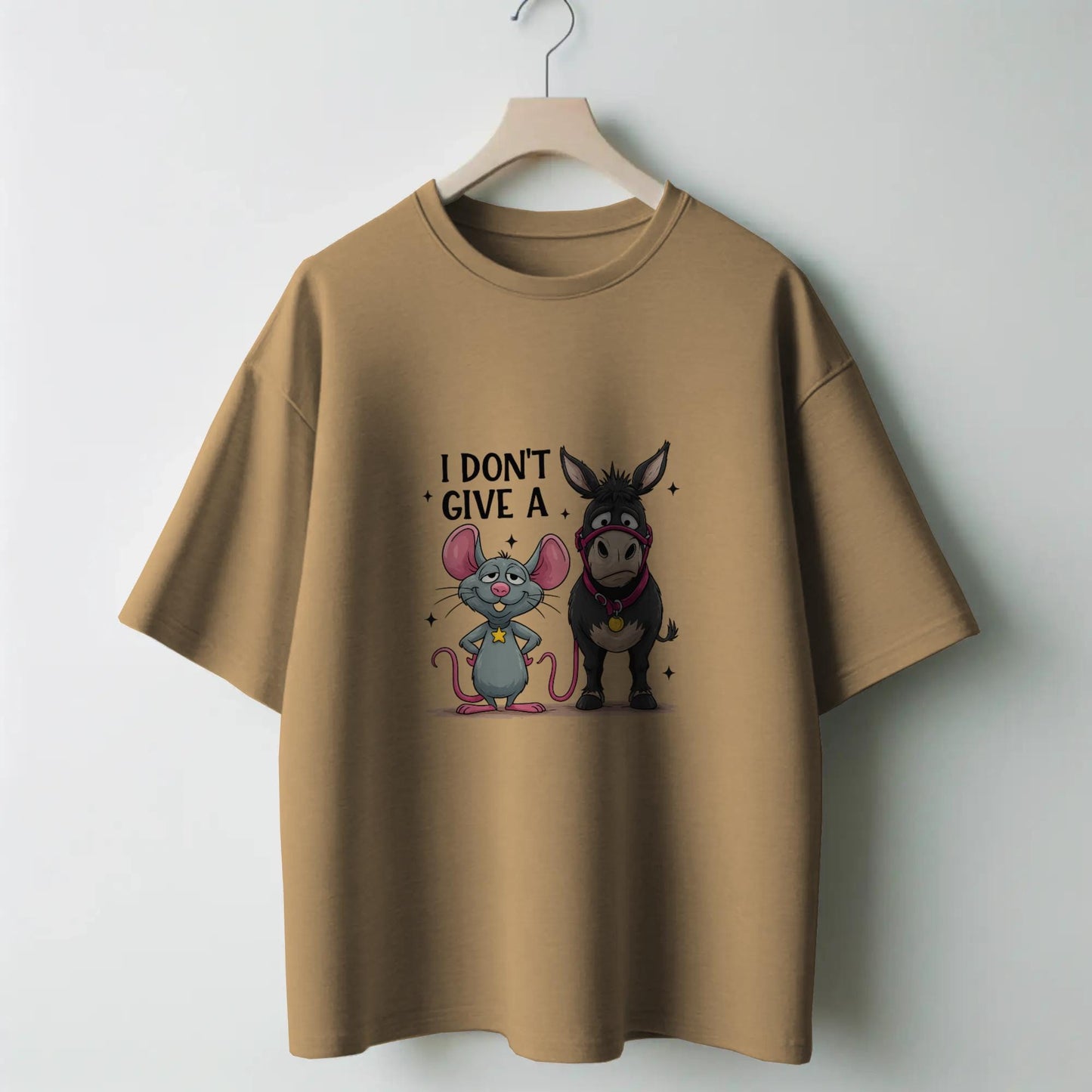 I Don’t Give A T-Shirt – Funny Mouse & Donkey Pun Tee – Sarcastic Graphic Shirt for Adults