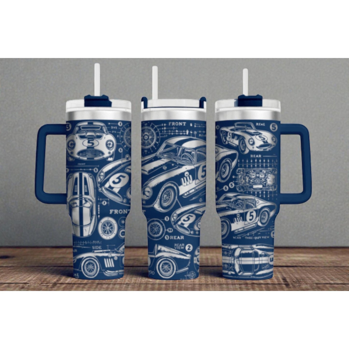 Race Car Blueprint Tumbler Wrap – 40oz – Vintage Auto Schematic Design