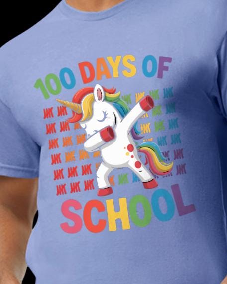 100 Days of School Unicorn Shirt – Rainbow Dab Dance Design – Fun Kids Milestone Celebration Gift