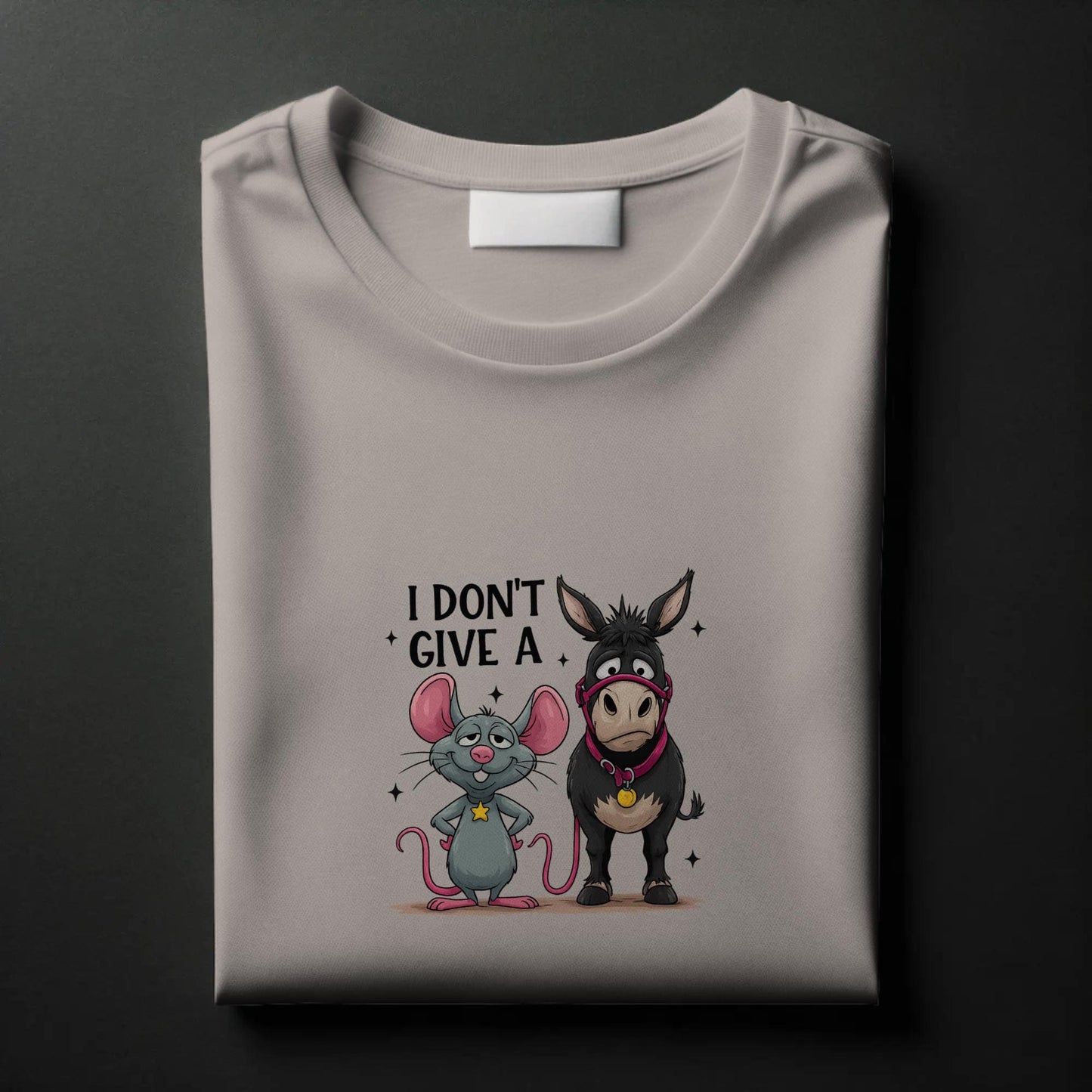 I Don’t Give A T-Shirt – Funny Mouse & Donkey Pun Tee – Sarcastic Graphic Shirt for Adults