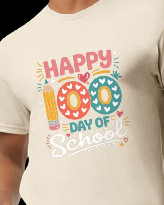 Happy 100 Day of School Shirt – Dust & Ember Co. | Gildan 5000 | Colorful Teacher Tee