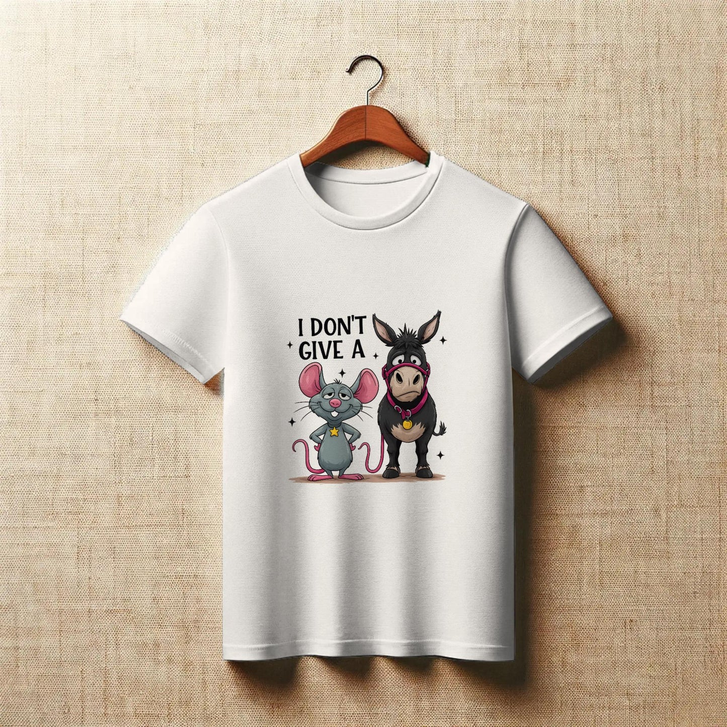 I Don’t Give A T-Shirt – Funny Mouse & Donkey Pun Tee – Sarcastic Graphic Shirt for Adults