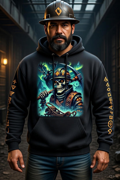 Rune Reaper Hoodie – North Slope Viking Skeleton Miner | Alaska Oilfield Rune Warrior Hoodie