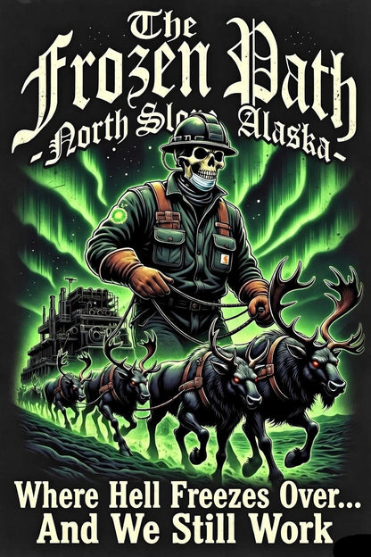 North Slope Alaska "The Frozen Path" Hoodie – Where Hell Freezes Over... And We Still Work | Oilfield Roughneck Graphic Hoodie